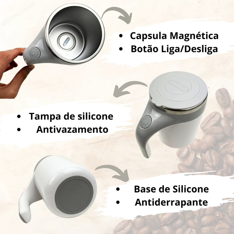 Caneca Térmica Copo Mixer Magnético Automático 380ML