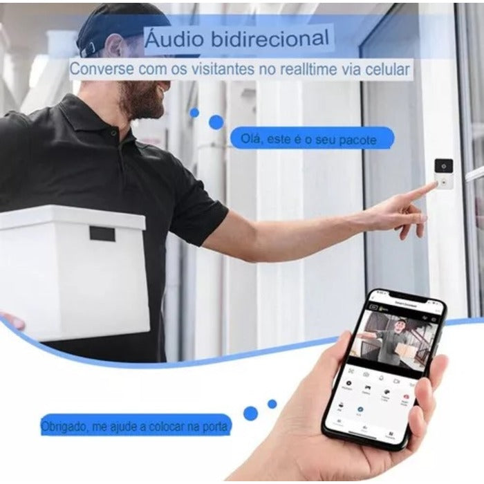 Campainha Interfone Com Câmera E Áudio Wifi Sem Fio À Prova D'água